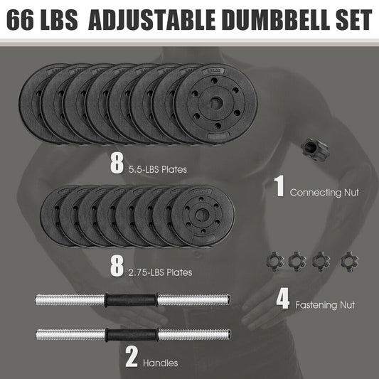 Fitness Dumbbell Weight Set with Adjustable Weight Plates and Handle