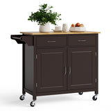 Irregular, Modern Rolling Kitchen Cart Island with Wood Counter Top, Black, wood top, fully assembled