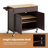 Irregular, Modern Rolling Kitchen Cart Island with Wood Counter Top, Black, wood top, fully assembled