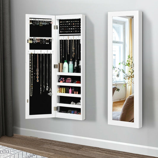 Wall Mounted Mirrored Jewelry Cabinet