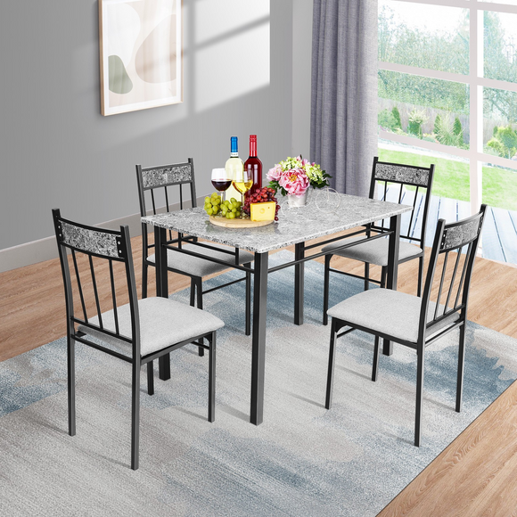 5 Piece Faux Marble Dining Set Table, slight imperfection 1 chair