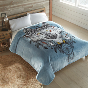 Shavel High Pile Throw 90" x 90" - FULL/QUEEN - SPIRIT WOLF