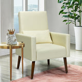 2-in-1 Fabric Upholstered Rocking Chair or Armchair, feet included,  with Pillow, Beige