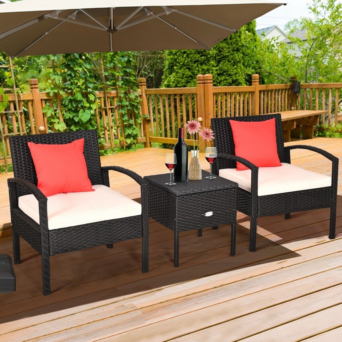 3 Piece PE Rattan Wicker Sofa Set *UNASSEMBLED/IN BOX* - HW63757WH