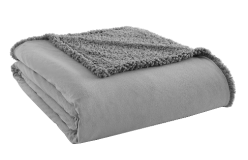 HomeSuite Micro Flannel to Sherpa Backed Blanket - FULL/QUEEN - GREYSTONE