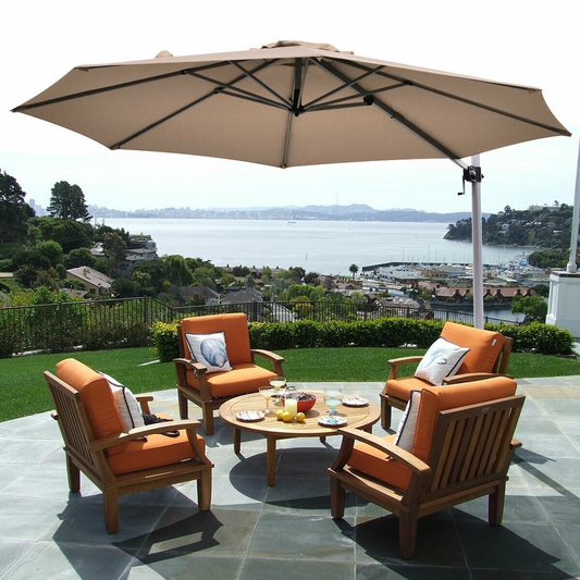 11' Patio Offset Cantilever Umbrella 360° Rotation Aluminum Tilt, base weights not included, in box unassembled