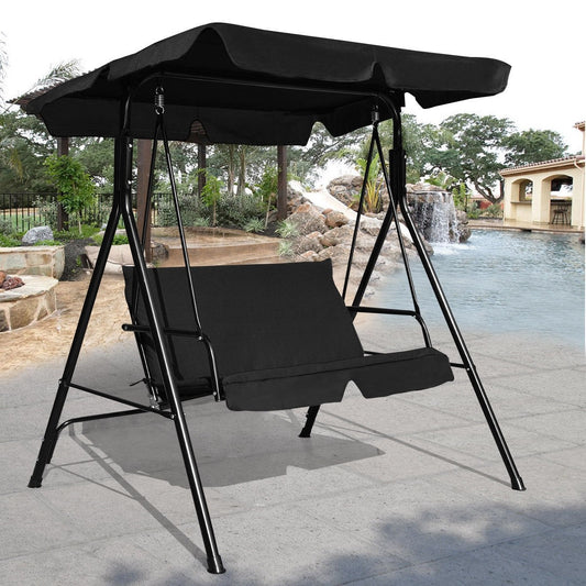 Love Seat Swing with Patio Canopy*UNASSEMBLED/IN BOX* - BLACK- OP70493BK