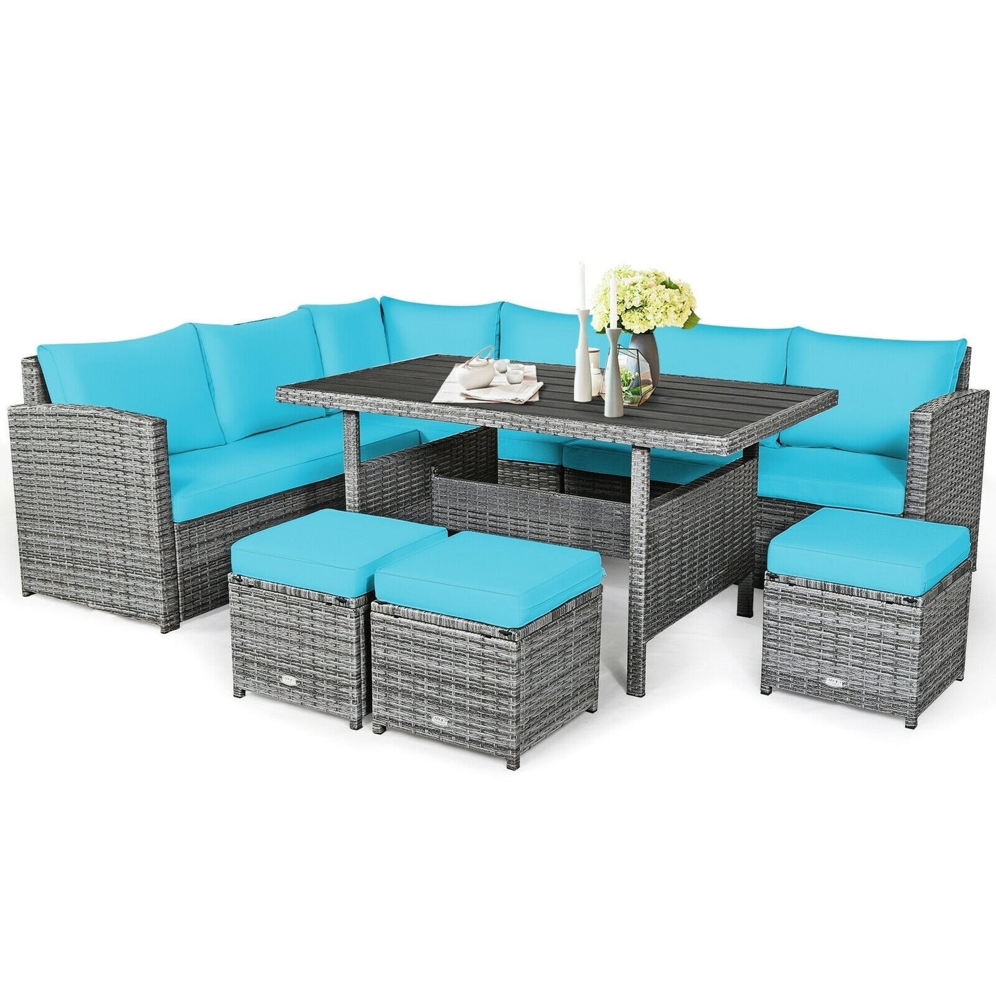 PatioJoy 7 PCS Patio Rattan Dining Set *UNASSEMBLED/IN BOX(4) - HW67190ATU