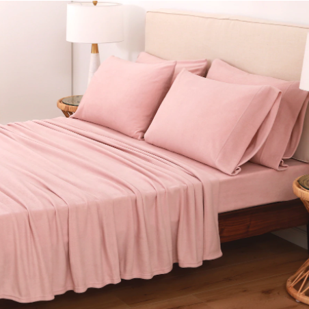 Berkshire Blanket Polarfleece 6 Piece Sheet Set With Bonus Pillowcases - FULL/DOUBLE - BLUSH