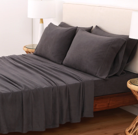 Berkshire Blanket Polarfleece 6 Piece Sheet Set With Bonus Pillowcases - KING - GREY