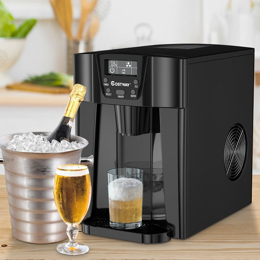 2-In-1 Ice Maker Water Dispenser 36lbs/24H LCD Display, Black