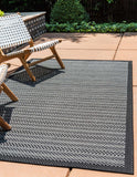Ragan Striped gray indoor/outdoor area rug