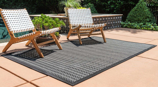 Ragan Striped gray indoor/outdoor area rug