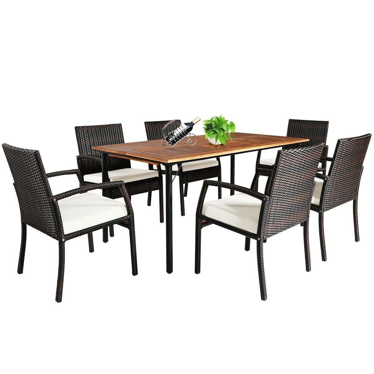 RATTAN 7PC BLACK DINING SET, In Box Unassembled, 3 Boxes