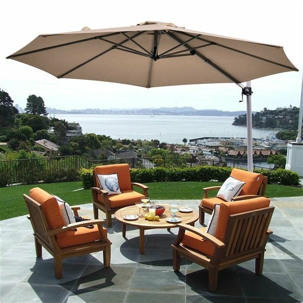 11' Patio Cantilever Offset Umbrella 360 degrees Rotation Aluminum Tilt *UNASSEMBLED/IN BOX* - OP70234TN