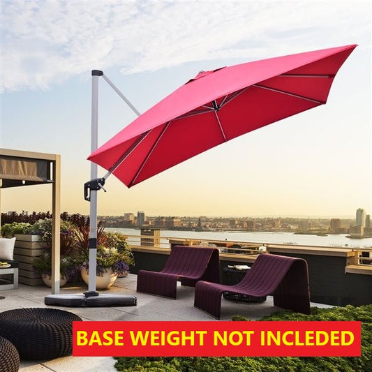 10Ft Square Aluminum Patio Offset Cantilever Umbrella With 360° Rotation/Tilt *UNASSEMBLED/IN BOX*