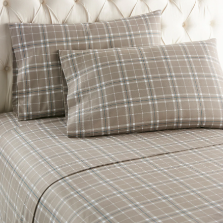 HomeSuite Micro Flannel 6-Piece Sheet Set - QUEEN - CARLTON PLAID