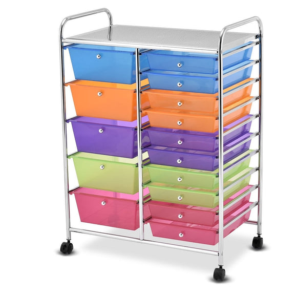 15-Drawer Utility Rolling Organizer Cart Multi-Use Storage, assembled, scratch & dent