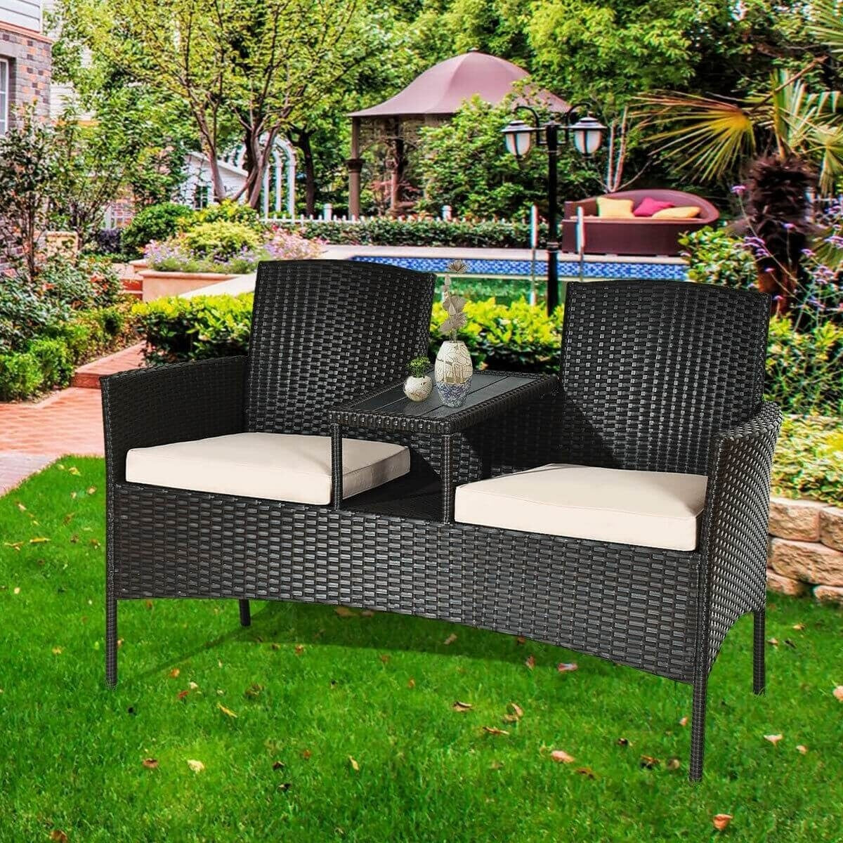 Wicker/Rattan 2 - Person Seating Group with Cushions *UNASSEMBLED/IN BOX*