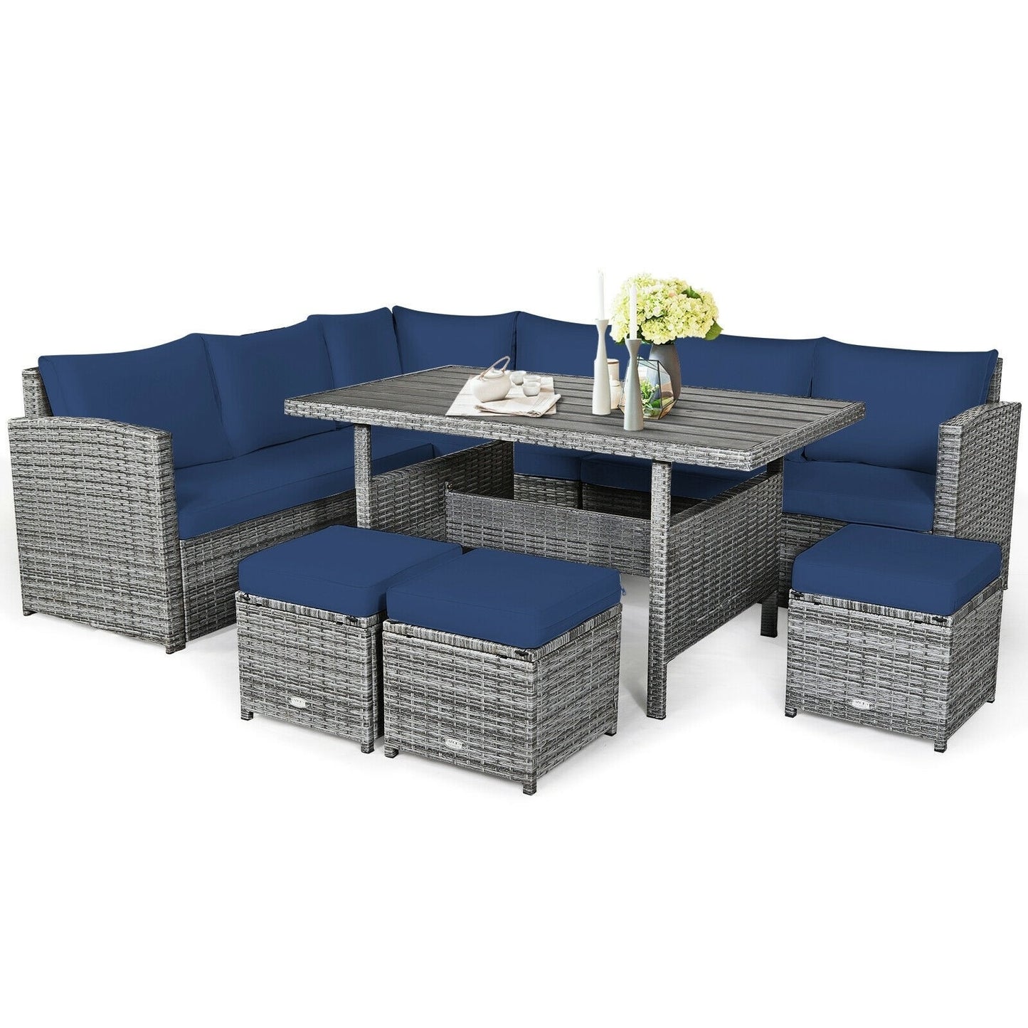 PatioJoy 7 PCS Patio Rattan Dining Set Sectional *UNASSEMBLED/IN BOXES(4)* - HW67190BNY