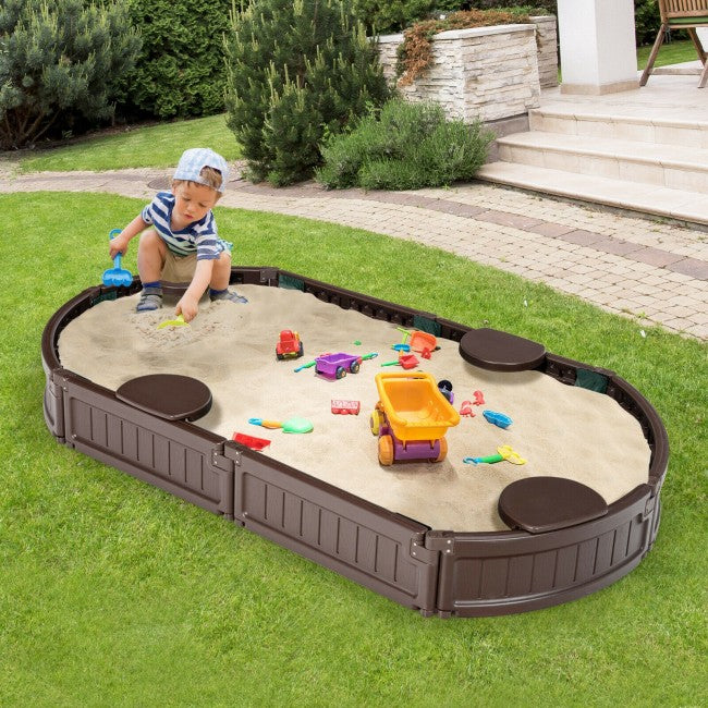 Sandbox with Built-in Corner Seat and Bottom Liner