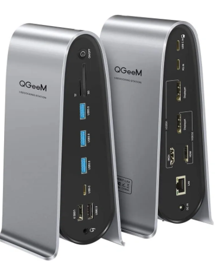 USB C Docking Station with video, ethernet, By QGeem 4K