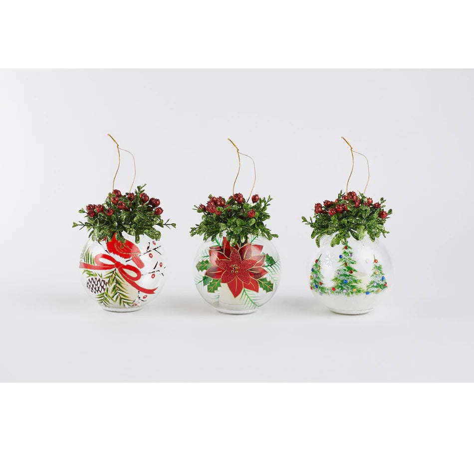 Holiday Memories Holiday Glass Ornaments (Set of 3)