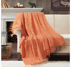 St. Clair Luxe Waffle 50" x 70" Throw - RUST