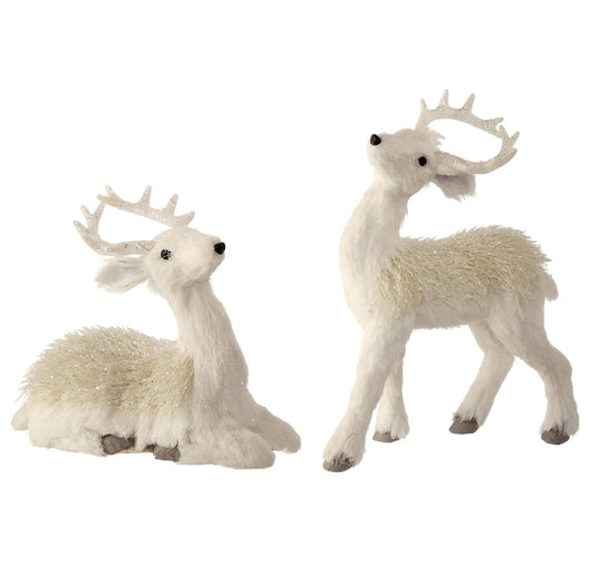 Holiday Memories Set of 2 Snow Fleece Deer