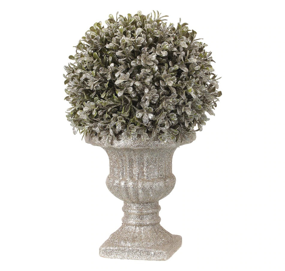 Holiday Memories Champagne Boxwood 14" Ball Urn