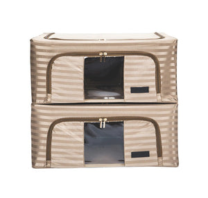 OrganizeMe 2 Pack Small Luxe Collapsible Bin - BROWN STRIPES