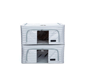 OrganizeMe 2 Pack Small Luxe Collapsible Bin - SILVER STRIPES