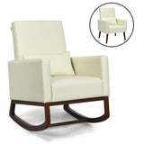 2-in-1 Fabric Upholstered Rocking Chair or Armchair, feet included,  with Pillow, Beige