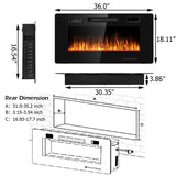 36 Inch Ultra Thin Wall Mounted Electric Fireplace