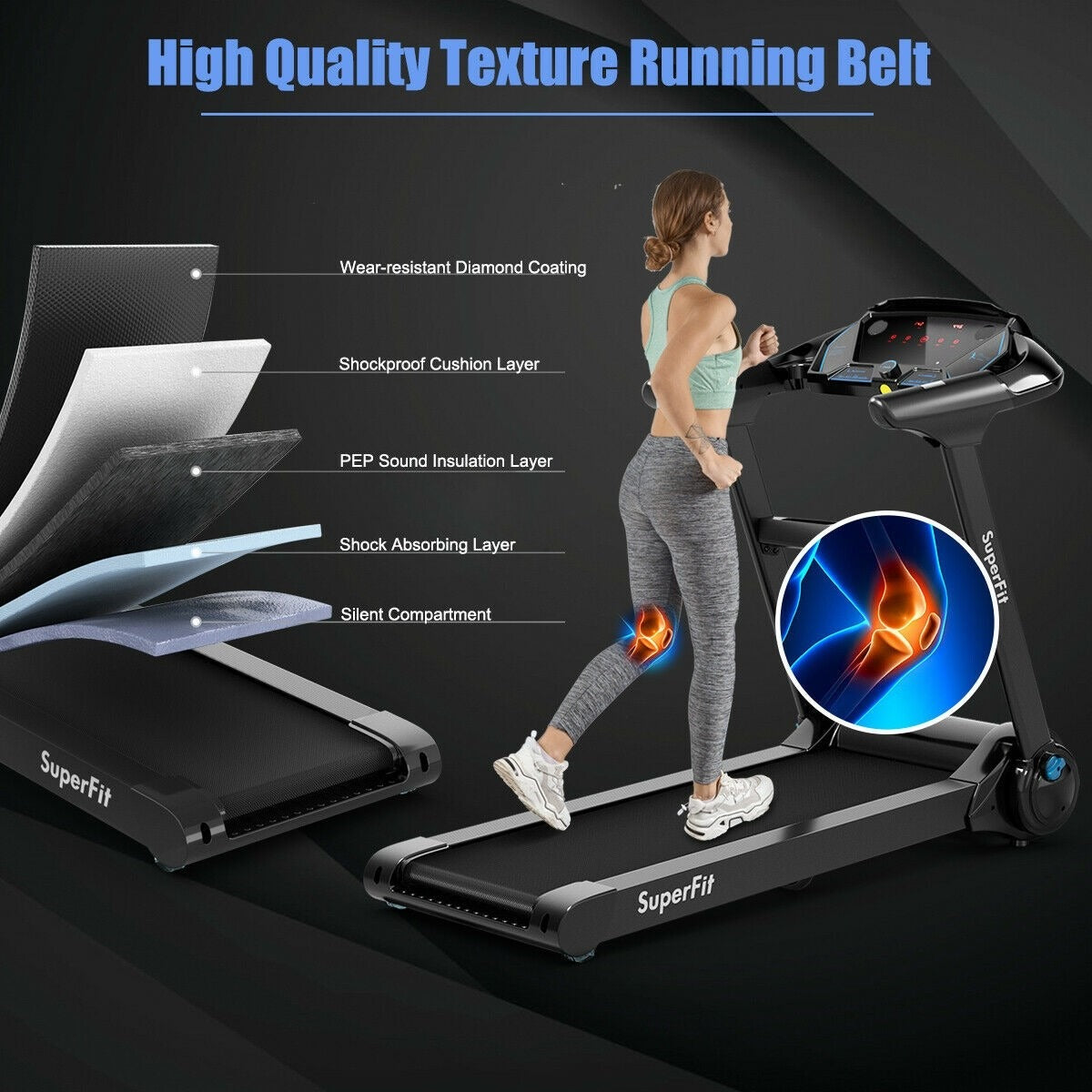EXTRA 50%OFF, now just $199.99,  2.25HP Folding Treadmill Running Jogging Machine with LED Touch Display - SP37546BK