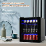 60 Can Beverage Mini Refrigerator with Glass Door, blue led interiot lights