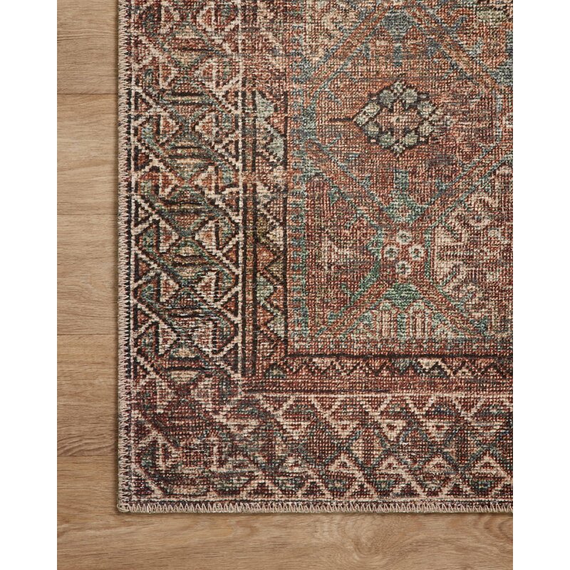 Billie Oriental Aqua/Rust Area Rug - 2' x 5'