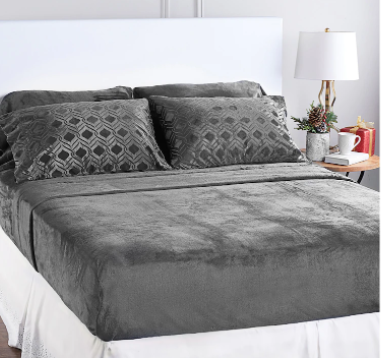 Homesuite Mink 6 Piece Sheet Set - QUEEN - CHARCOAL