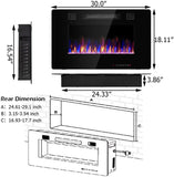 30-Inch Recessed Ultra Thin Electric Fireplace Heater with Glass - EP24702