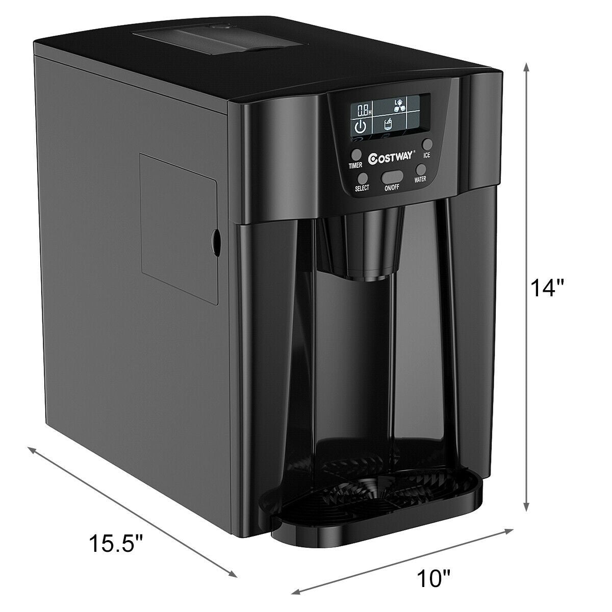 2-In-1 Ice Maker Water Dispenser 36lbs/24H LCD Display, Black