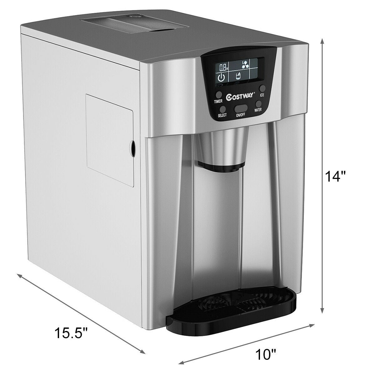 2-In-1 Ice Maker Water Dispenser 36lbs/24H LCD Display