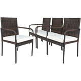 4 Pieces Outdoor Patio Rattan Dining Chairs Cushioned Sofa