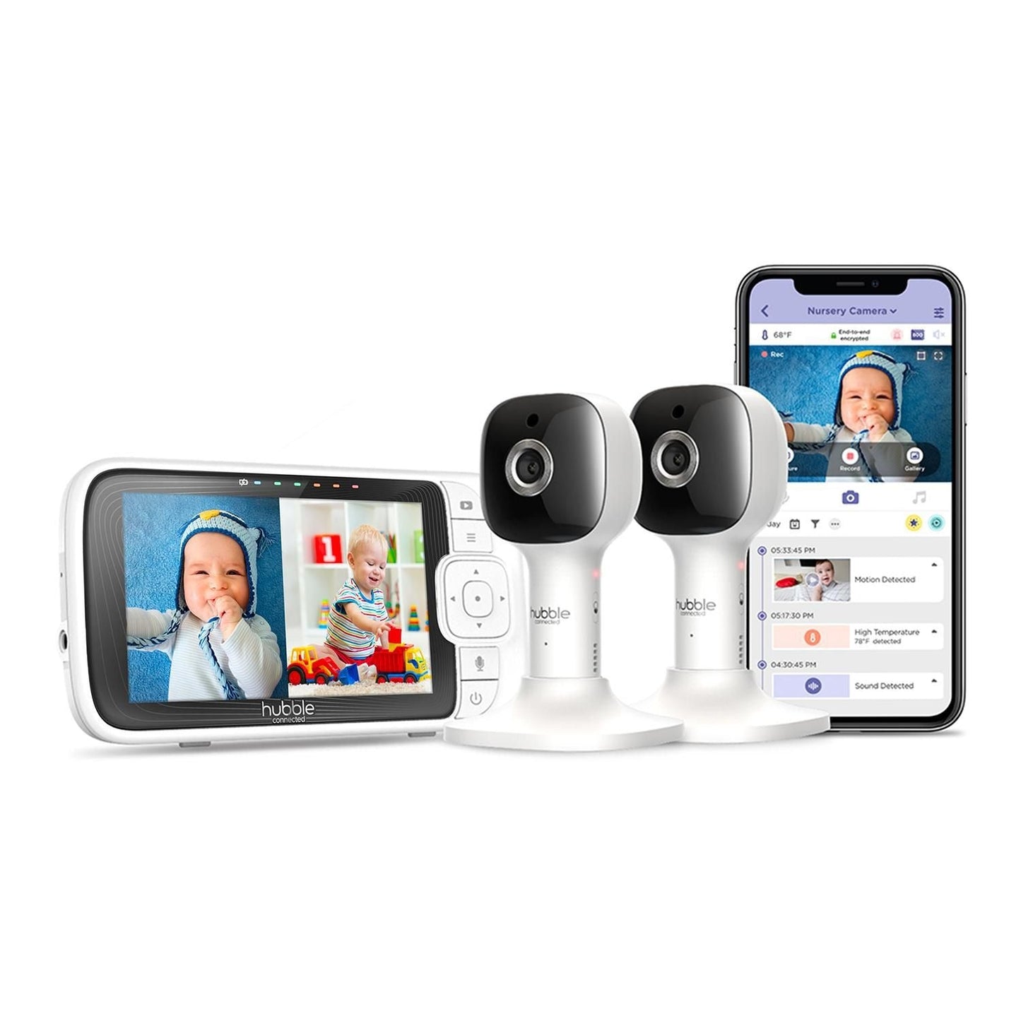 Hubble Nursery Pal Cloud Twin Baby Monitor with pan, tilt, zoom and app