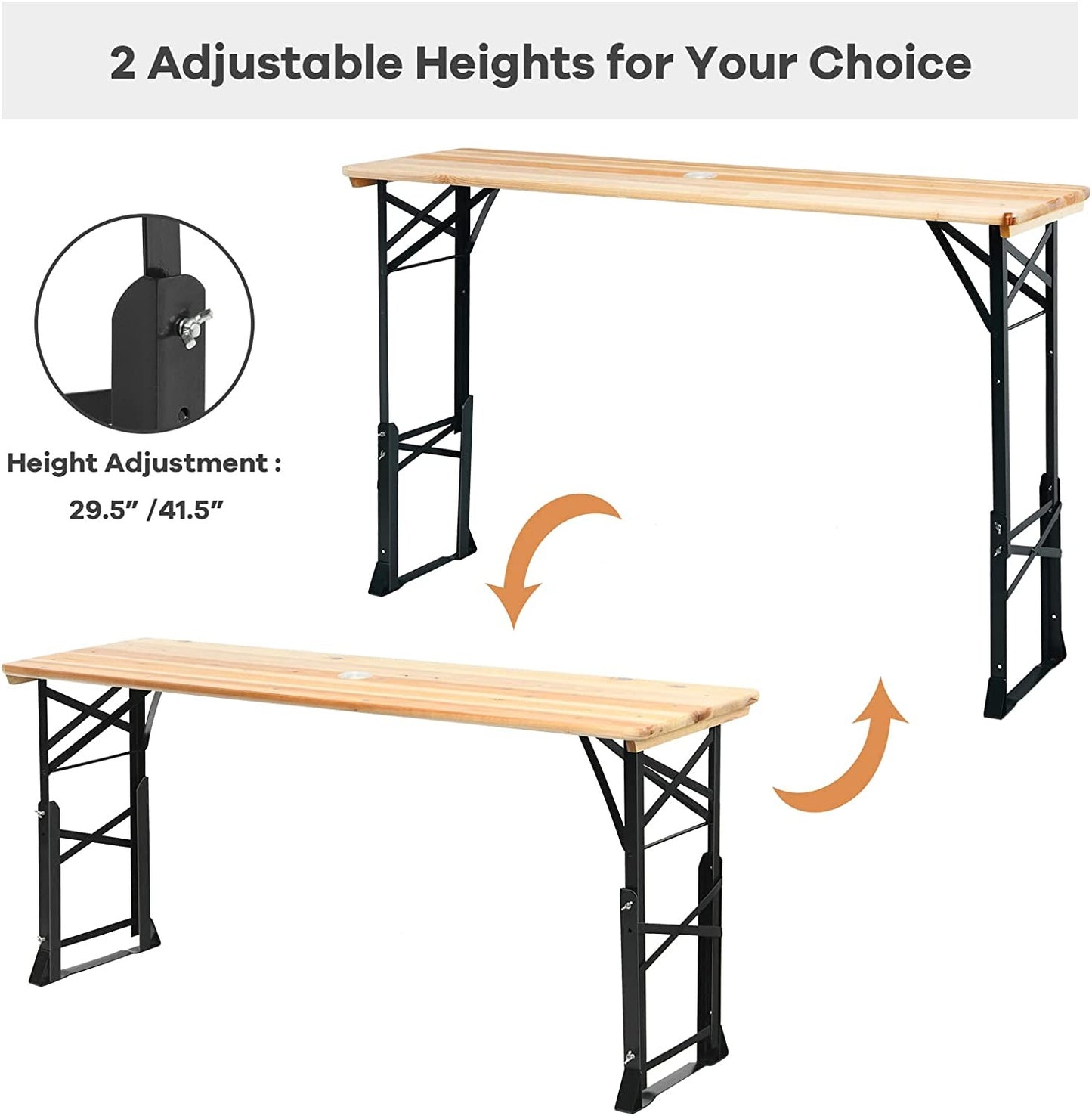 Folding Outdoor Camping Table with Umbrella Hole *UNASSEMBLED/IN BOX* - OP70829