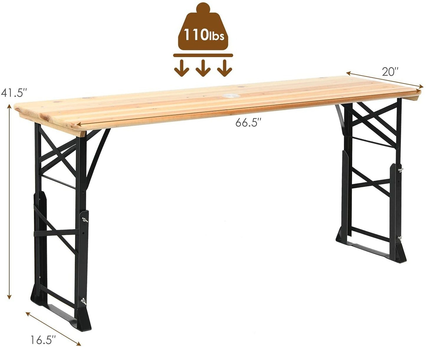 Folding Outdoor Camping Table with Umbrella Hole *UNASSEMBLED/IN BOX* - OP70829