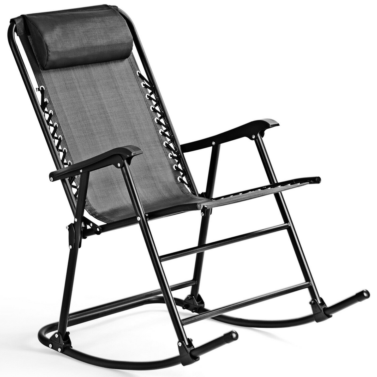 Outdoor Patio Headrest Folding Zero Gravity Rocking Chair