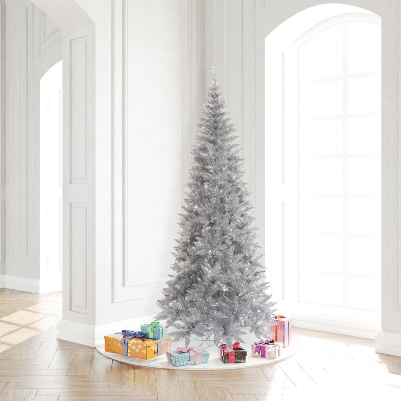 7.5' Silver Tinsel Fir Artificial Christmas Tree