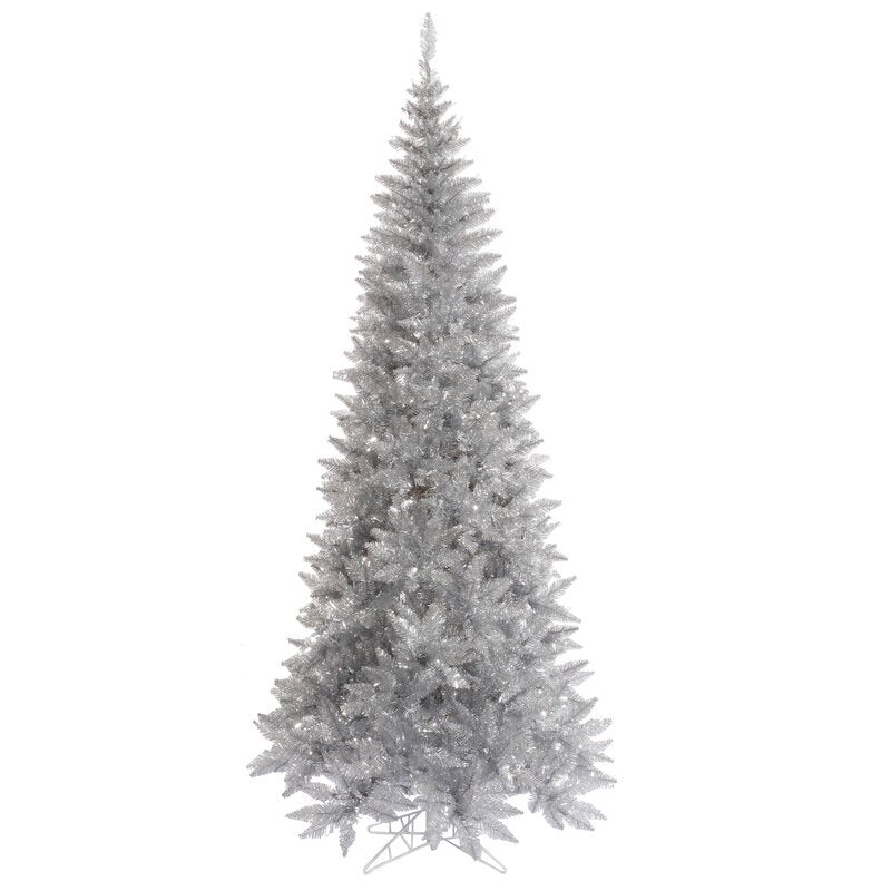 7.5' Silver Tinsel Fir Artificial Christmas Tree