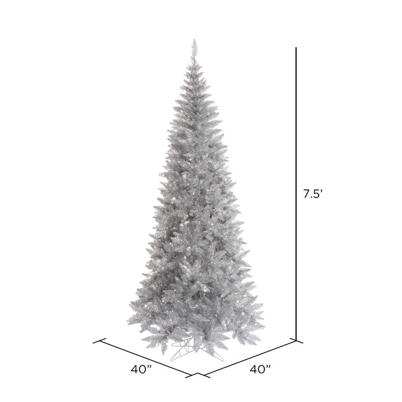 7.5' Silver Tinsel Fir Artificial Christmas Tree