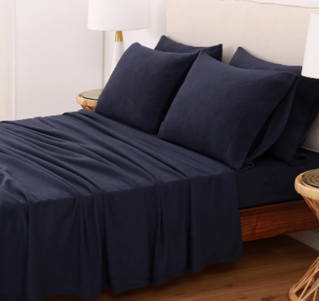 Berkshire Blanket Polarfleece 6 Piece Sheet Set With Bonus Pillowcases - KING - NAVY